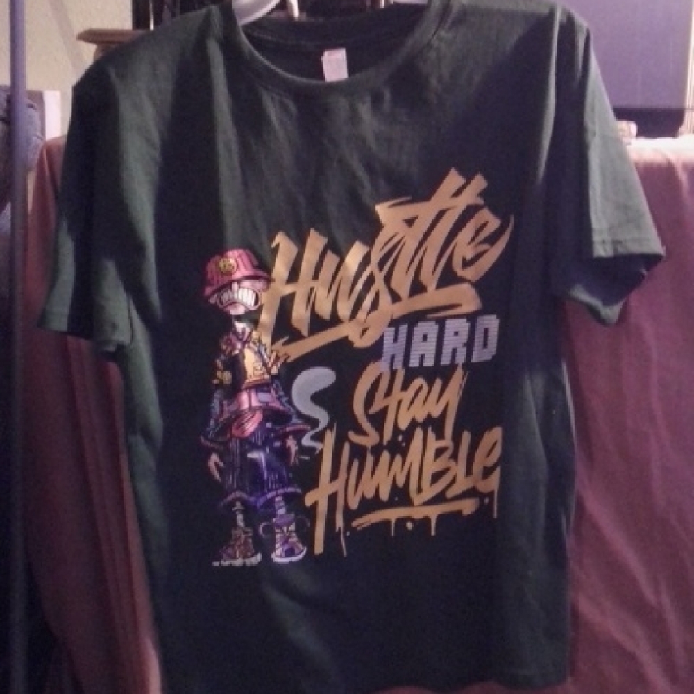 Hustle Hard Stay Humble Kids Graphic T-Shirt - Green